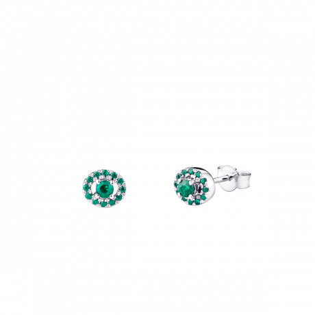 Vie, Volupté & Passion earrings, white gold and emeralds