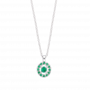 Vie, Volupté & Passion pendant, white gold and emeralds