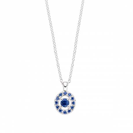 Vie, Volupté & Passion pendant, white gold and sapphires