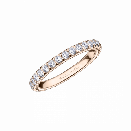 Passion & Fashion wedding band, pink band, full circle of diamonds