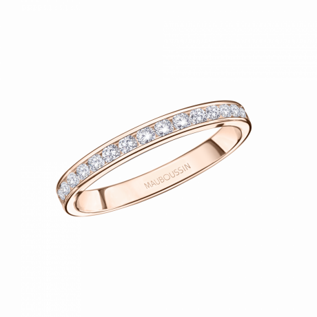 Flambeuse d'Amour wedding band, pink gold, full circle of diamonds