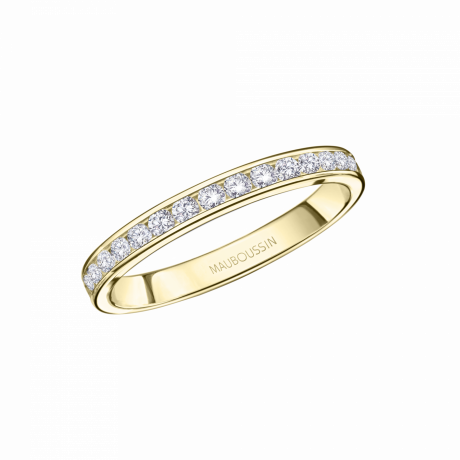 Flambeuse d'Amour wedding band, yellow gold, full circle of diamonds