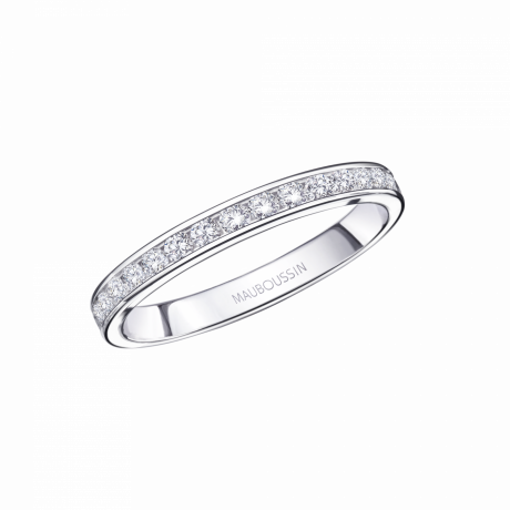 Flambeuse d'Amour wedding band, white gold, full circle of diamonds