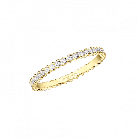 Enfin, Plaisir et Liberte wedding band, yellow gold, full circle of diamonds