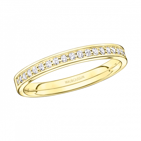 Parce que je t'Adore wedding band, yellow gold, half circle of diamonds