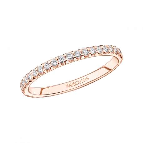 Palace 1950 wedding band, pink gold, full circle of diamonds