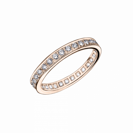 Dream and Love wedding band, pink gold, full circle of diamonds