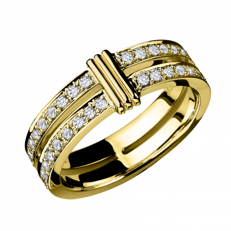 Subtile Eternité wedding band, yellow gold with diamonds