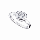 Swan ring, white gold, diamond 0,50ct