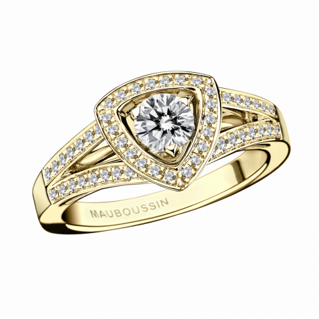 Dream and Love ring, yellow gold, diamond 0,30 carat approx., paved diamonds