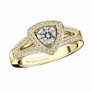 Dream and Love ring, yellow gold, diamond 0,30 carat approx., paved diamonds
