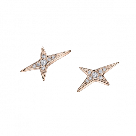 French Valentine earrings, pink gold and diamonds
