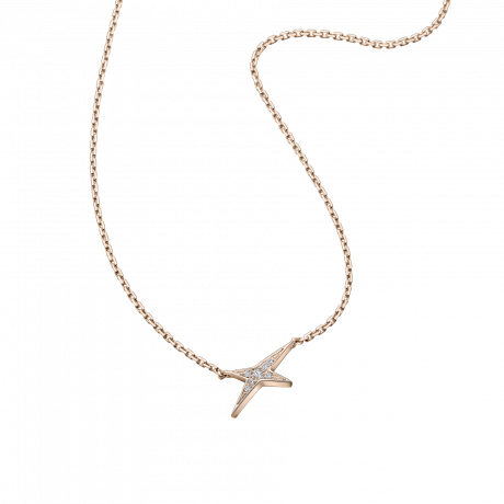 French Valentine necklace, pink gold and diamonds