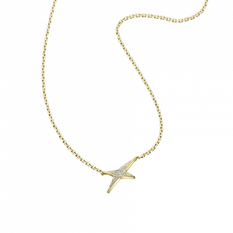 French Valentine necklace, yellow gold and diamonds