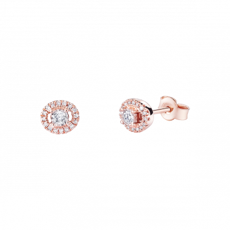 Vie, Liberté & Amour earrings, pink gold, diamonds