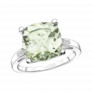 Petit Visage d'Amour ring, white gold, green amethyst and diamonds