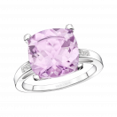 Petit Visage d'Amour ring, white gold, rose de France and diamonds