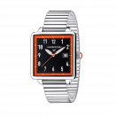 Viril XXL watch, steel, black dial with orange outline