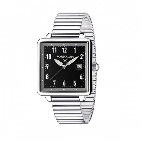 Viril XXL watch, steel, black dial with grey outline