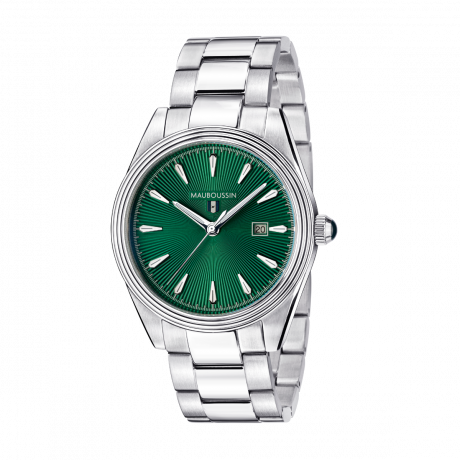 De Midi à Minuit watch, steel, green dial