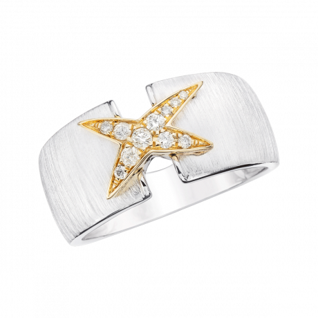 Ta Beauté me submerge ring, white and yellow gold, diamonds