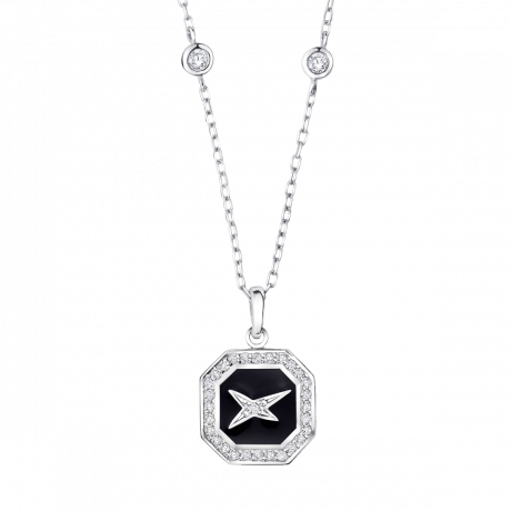 Une Étoile 1934 pendant, white gold, diamonds and black lacquer
