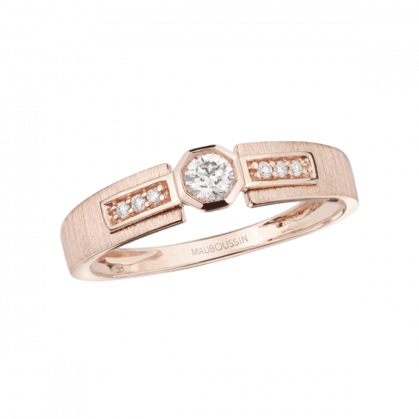 Grand Serment ring, pink gold and diamonds