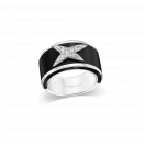 La Star de la Côte d'Azur ring, silver, white gold, black lacquer and diamonds