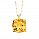 Petit Visage d'Amour pendant, yellow gold, citrine and diamonds