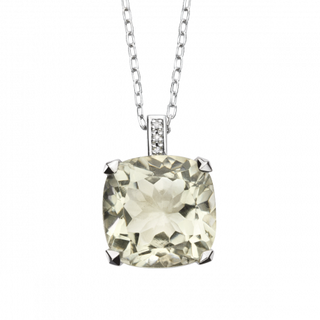 Petit Visage d'Amour pendant, white gold, green amethyst and diamonds