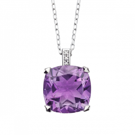 Petit Visage d'Amour Pendant, white gold, amethyst and diamonds