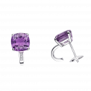 Petit Visage d'Amour earrings, white gold, amethyst and diamonds