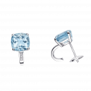 Petit Visage d'Amour earrings, white gold, blue topaz and diamonds