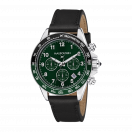 Rage de vivre chronograph, green dial, black leather, black/green tachymeter