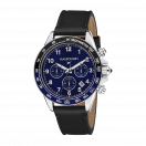 Rage de vivre chronograph, blue dial, black leather, black/blue tachymeter