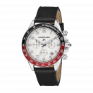 Rage de vivre chronograph, white dial, black leather, black/red tachymeter