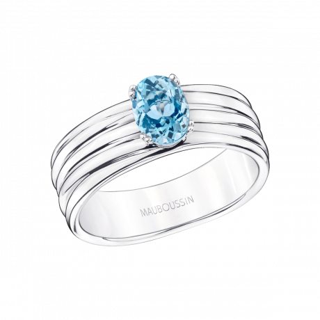 Au Bord de la Plage ring, silver and blue topaz