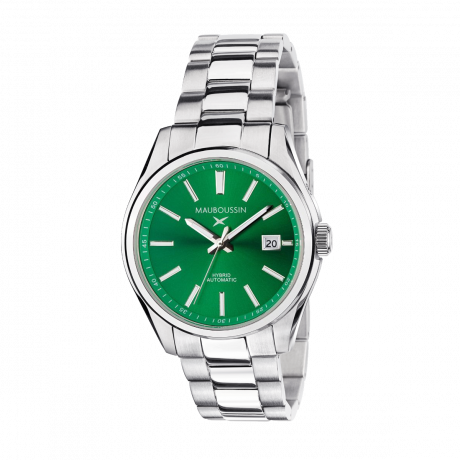 Silicon Valley men's watch, hybrid automatic, green dial, steel bracelet