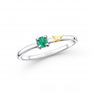 Étoile Émotion ring, white gold, yellow gold star, emerald
