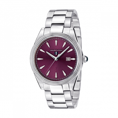 De Midi à Minuit watch, steel, purple dial