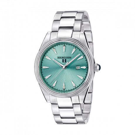 De Midi à Minuit watch, steel, turquoise dial