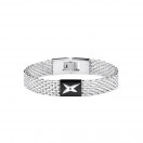 Je suis ce que Je suis bracelet, white steel with black steel plate, white steel star and black diamond