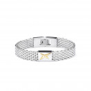 Je suis ce que Je suis bracelet, white steel with white steel plate, yellow steel star and diamond