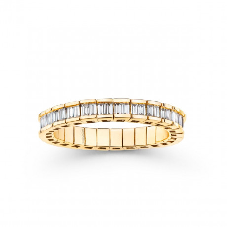 Un Chemin de Vie stretch wedding band, yellow gold with baguette-cut diamonds