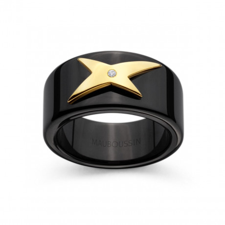 Génération Étoile ring, black ceramic, yellow gold and diamond