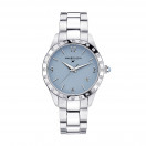 Il est Grand Temps watch, steel, light blue dial, diamonds, steel bracelet