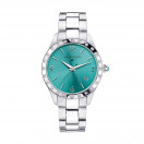 Il est Grand Temps watch, steel, turquoise dial, diamonds, steel bracelet