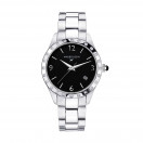 Il est Grand Temps watch, steel, black dial, diamonds, steel bracelet