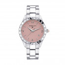 Il est Grand Temps watch, steel, pink dial, diamonds, steel bracelet