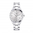 Il est Grand Temps watch, steel, silver sunray dial, diamonds, steel bracelet